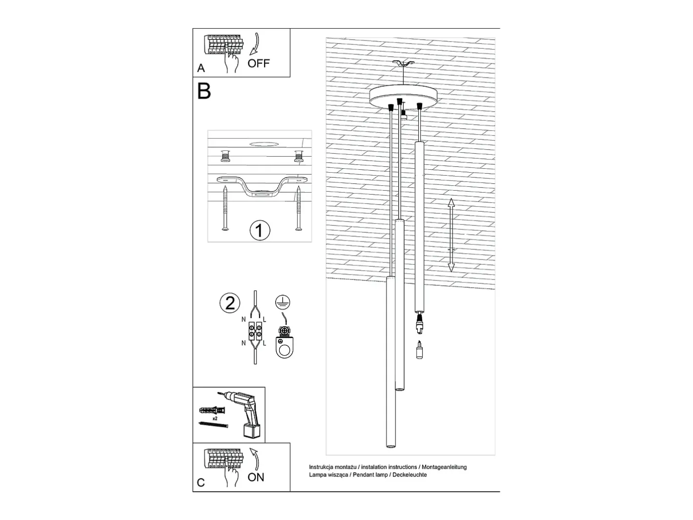 Discount Sollux Lighting Lámpara colgante Brill moderno de acero - 3 fuentes luminosas 3000K - L.19,5 x A.104 cm - oliva Verde
