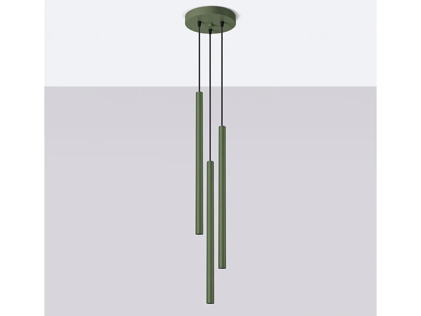 Discount Sollux Lighting Lámpara colgante Brill moderno de acero - 3 fuentes luminosas 3000K - L.19,5 x A.104 cm - oliva Verde