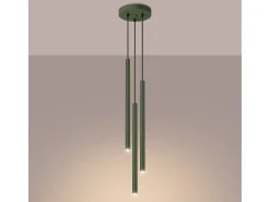 Sollux Lighting Lámpara Suspendida-Lámpara colgante Brill moderno de acero - 3 fuentes luminosas 4000K - L.19,5 x A.104 cm - oliva Verde