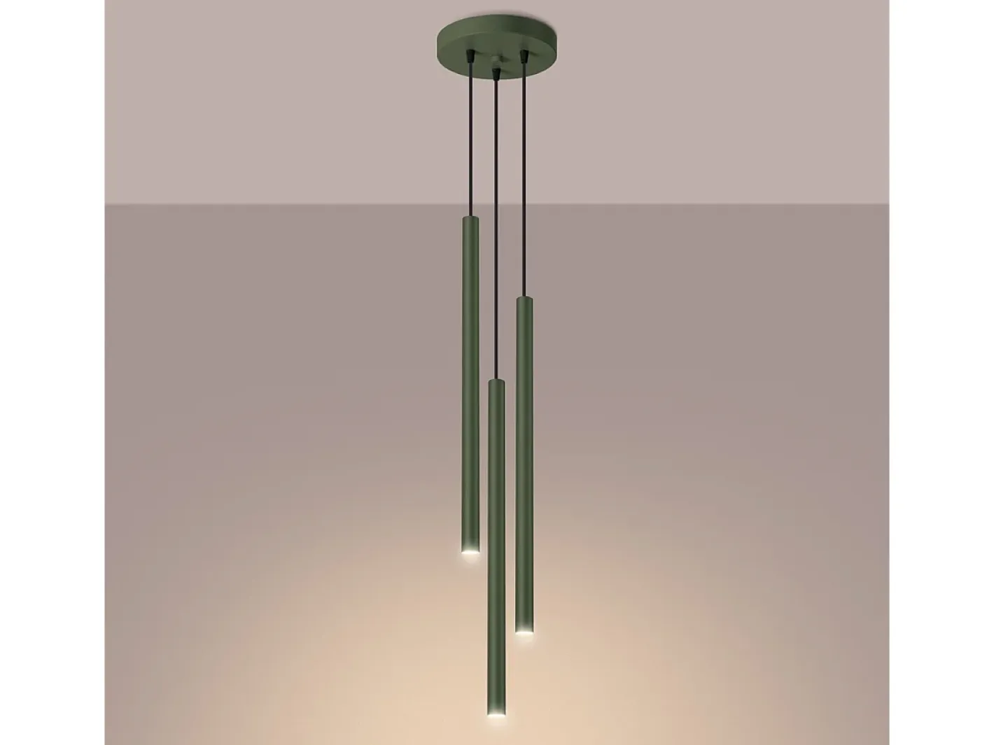 Sollux Lighting Lámpara Suspendida-Lámpara colgante Brill moderno de acero - 3 fuentes luminosas 4000K - L.19,5 x A.104 cm - oliva Verde