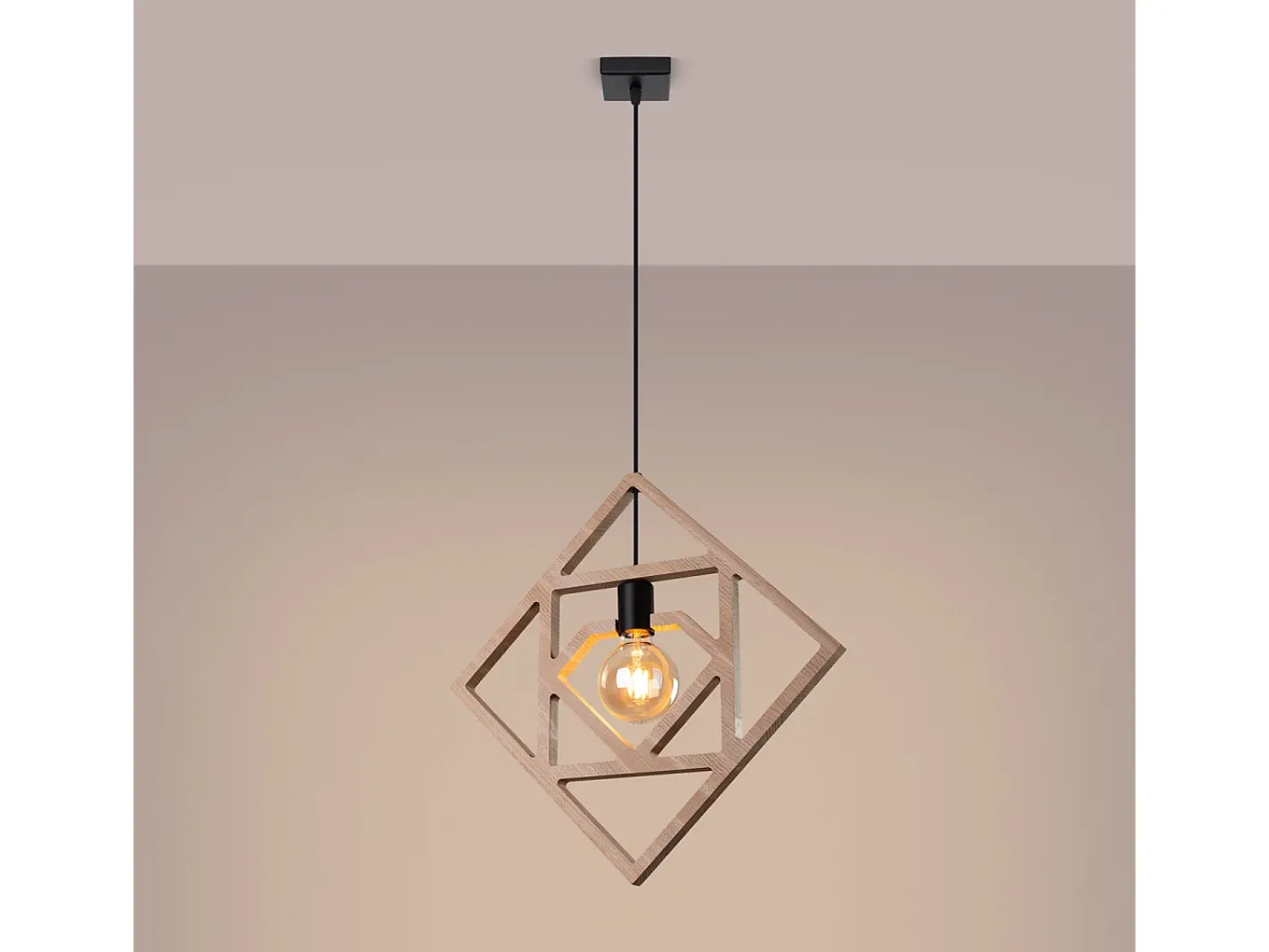 Sollux Lighting Lámpara Colgante Caro Moderno De Madera - 1 Fuentes Luminosas - L.50 X A.145 Cm - Madera Natural/ Negro Discount