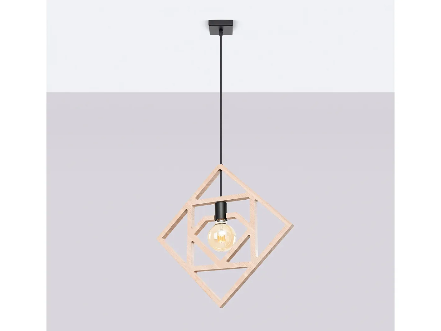 Sollux Lighting Lámpara Colgante Caro Moderno De Madera - 1 Fuentes Luminosas - L.50 X A.145 Cm - Madera Natural/ Negro Discount