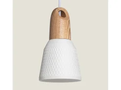 Ledkia Lámpara Suspendida-Lámpara Colgante Cerámica y Madera Retilles Blanco Multicolor