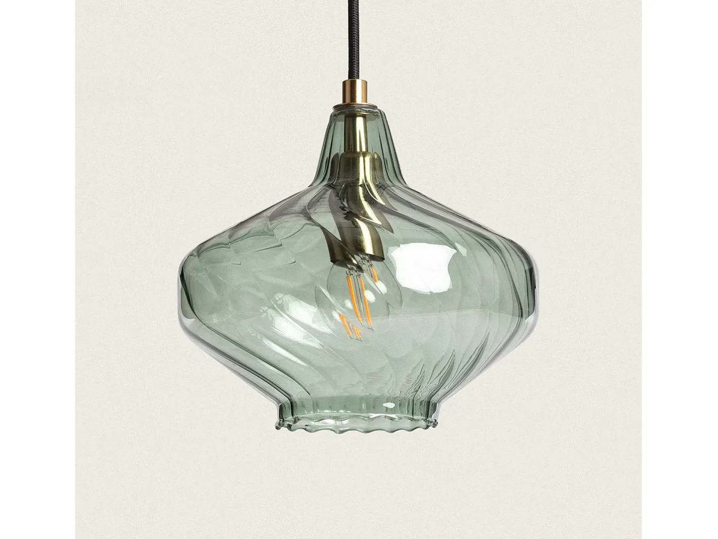 Ledkia Lámpara Suspendida-Lámpara Colgante Cristal Blas Verde Oliva Multicolor