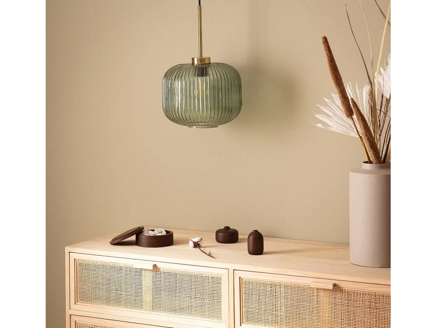 Ledkia Lámpara Suspendida-Lámpara Colgante Cristal Edwin Verde Multicolor