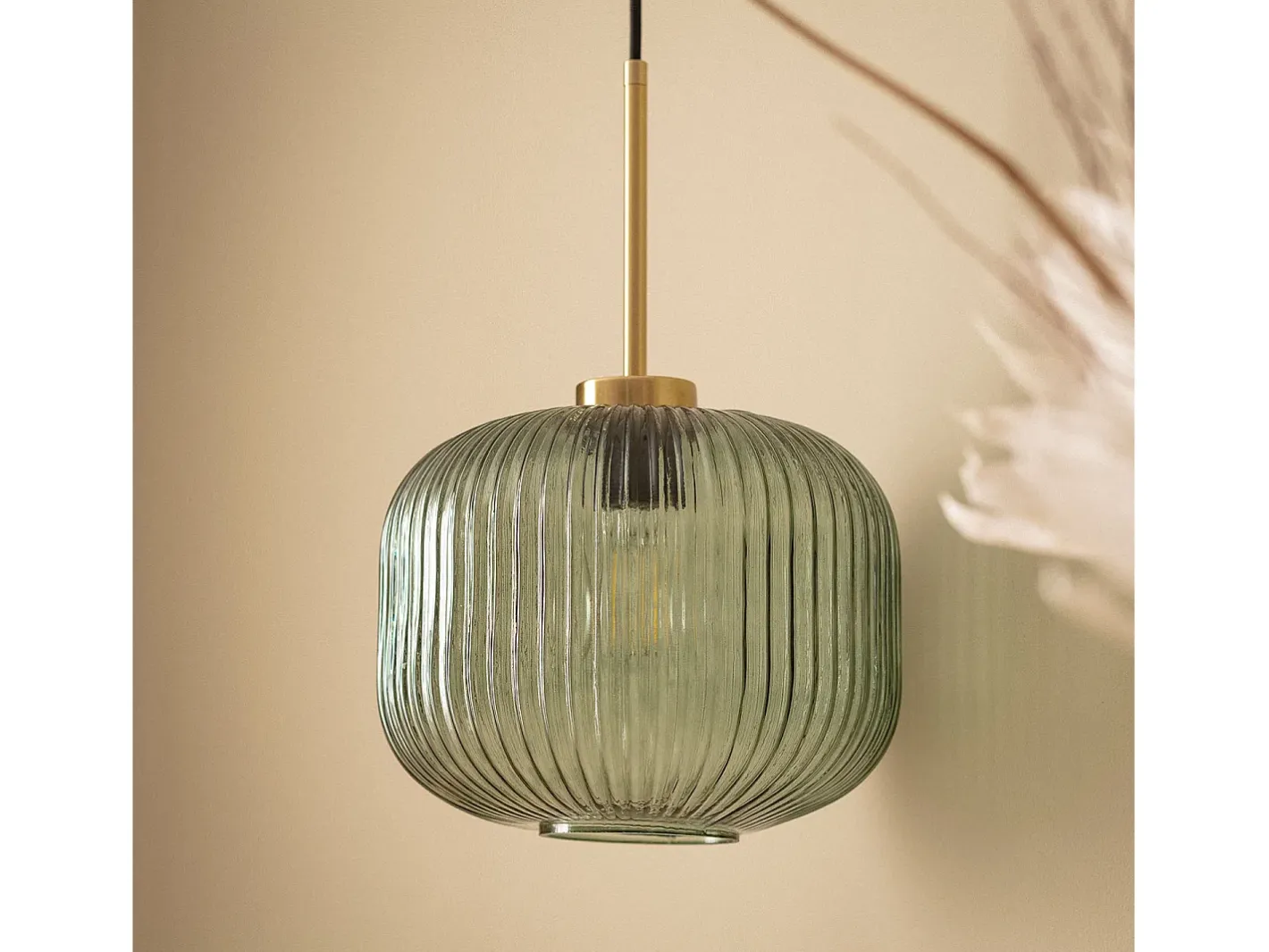 Ledkia Lámpara Suspendida-Lámpara Colgante Cristal Edwin Verde Multicolor