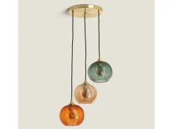 Discount Ledkia Lámpara Colgante Cristal Tri Klimt Multicolor