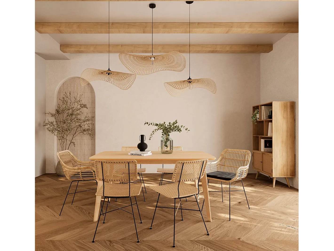 Hot Rendez-Vous Déco Lámpara colgante D75 cm en bambú - Jipi Negro
