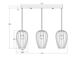 Ledkia Lámpara Colgante de Metal Telmi 3 Focos Negro Multicolor Outlet