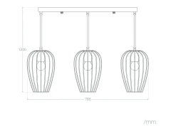 Ledkia Lámpara Colgante de Metal Telmi 3 Focos Negro Multicolor Outlet