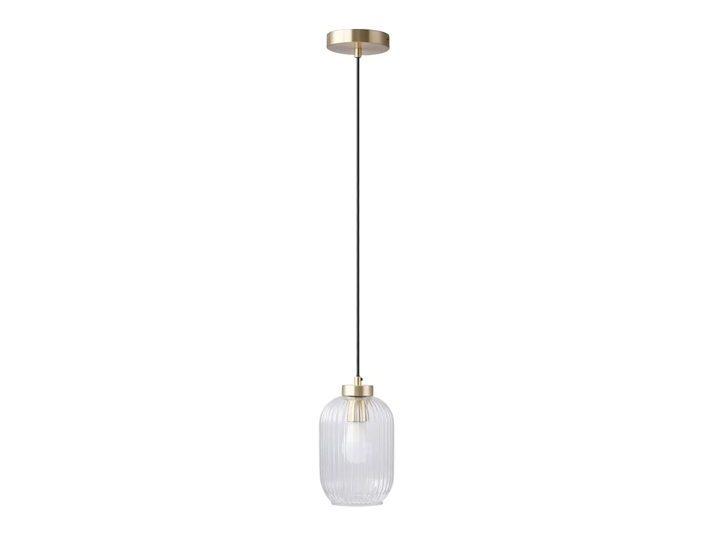 OZAIA Lámpara colgante dorada y cristal transparente D.14 x Alt.120 cm - LOUXOR Dorado Outlet