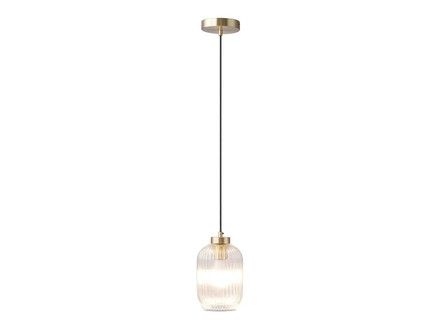 OZAIA Lámpara colgante dorada y cristal transparente D.14 x Alt.120 cm - LOUXOR Dorado Outlet