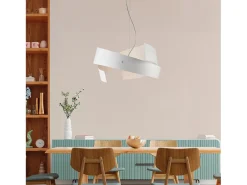 Lámpara Suspendida-Lámpara colgante Elisa de hierro cortado a láser lacado en con cable de acero orientable 3 luces 128 Ø57 BL226-3-BCO Blanco