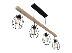 Rendez-Vous Déco Lámpara Suspendida-Lámpara colgante en madera y metal 4 lámparas - Clotilde Negro
