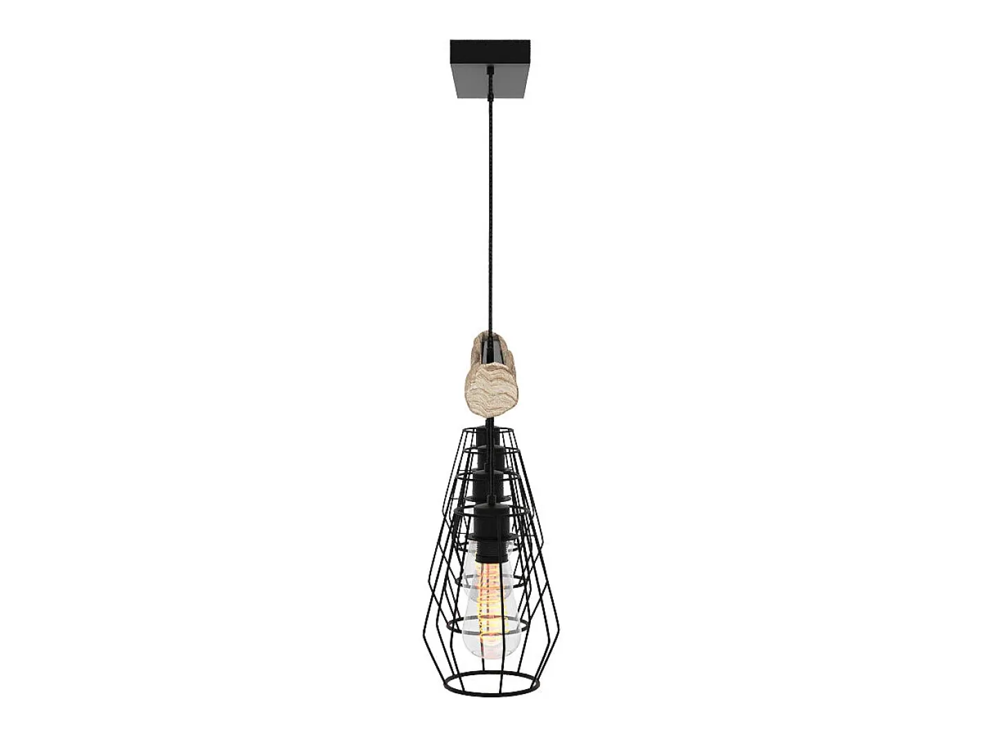 Rendez-Vous Déco Lámpara Suspendida-Lámpara colgante en madera y metal 4 lámparas - Clotilde Negro