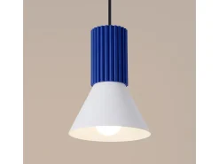 Sollux Lighting Lámpara colgante Estria desván de acero/aluminio - 1 fuentes luminosas - L.14 x A.120 cm - /ultramar Blanco