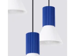 Clearance Sollux Lighting Lámpara colgante Estria desván de acero/aluminio - 3 fuentes luminosas - L.30 x A.120 cm - /ultramar Blanco