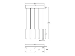 Lámpara Suspendida-Lámpara colgante Fabas Luce Prado de 8 luces - LED regulable de 52 W - Diseño lineal mate Negro