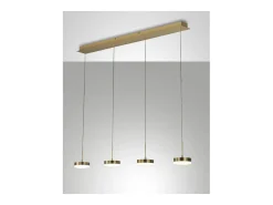 Lámpara Suspendida-Lámpara colgante Fabas Luce Dunk de 4 luces - LED regulable de 32 W - Latón satinado Diseño lineal Amarillo