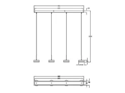 Lámpara Suspendida-Lámpara colgante Fabas Luce Dunk de 4 luces - LED regulable de 32 W - Aluminio cepillado Diseño lineal Gris