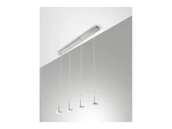 Lámpara Suspendida-Lámpara colgante Fabas Luce Dunk de 4 luces - LED regulable de 32 W - Aluminio cepillado Diseño lineal Gris
