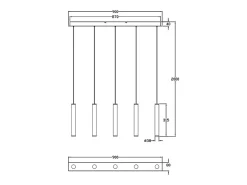 Outlet Lámpara colgante Fabas Luce Prado de 5 luces - LED regulable de 33 W - Diseño lineal mate Negro