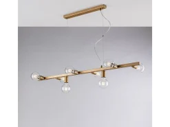 Lámpara Suspendida-Lámpara colgante Fabian de hierro lacado negro y 8 luces L.121 X 16 BL293-8-OR Dorado