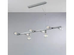 Lámpara colgante Fabian en hierro lacado blanco y plata 8 luces L.121 X 16 BL293-8-ARG Plateado Outlet