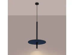 Best Sollux Lighting Lámpara colgante Feltro moderno de fieltro/acero - 1 fuentes luminosas - L.30 x A.126 cm - marino/negro Azul