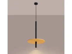 Hot Sollux Lighting Lámpara colgante Feltro moderno de fieltro/acero - 1 fuentes luminosas - L.30 x A.126 cm - /negro Amarillo