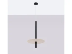 Sollux Lighting Lámpara colgante Feltro moderno de fieltro/acero - 1 fuentes luminosas - L.30 x A.126 cm - /negro Beige Best