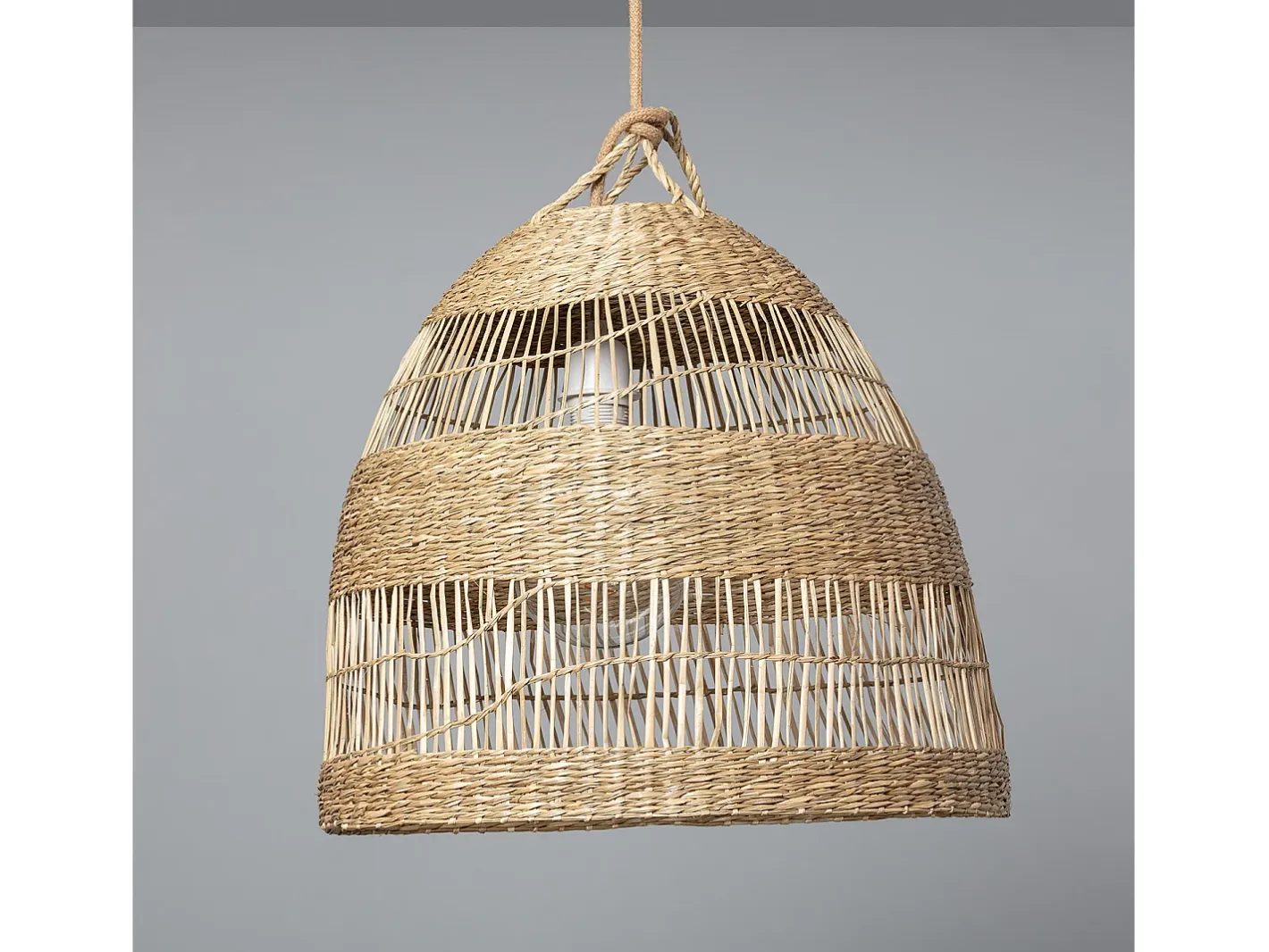 Ledkia Lámpara Suspendida-Lámpara Colgante Fibras Naturales Big Sami Ø450 mm ILUZZIA Textil Natural Multicolor