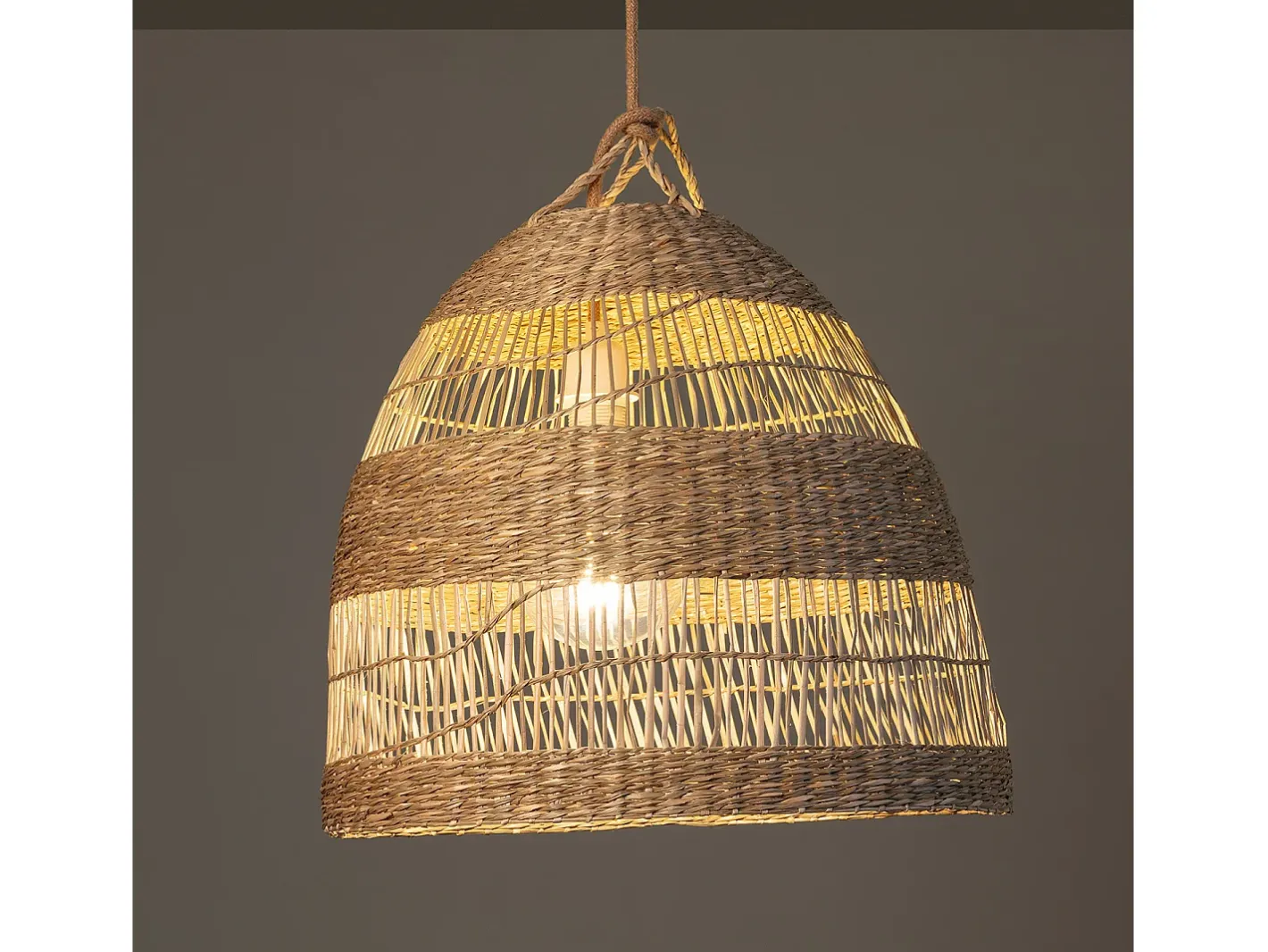 Ledkia Lámpara Suspendida-Lámpara Colgante Fibras Naturales Big Sami Ø450 mm ILUZZIA Textil Natural Multicolor