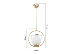 marque Lámpara Colgante Geométrica Moderna en Metal y Vidrio Oro E27 Blanco Clearance