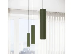 Sollux Lighting Lámpara Suspendida-Lámpara colgante Gloow minimalista de aluminio - 1 fuentes luminosas 3000K - L.8 x A.118 cm - oliva Verde