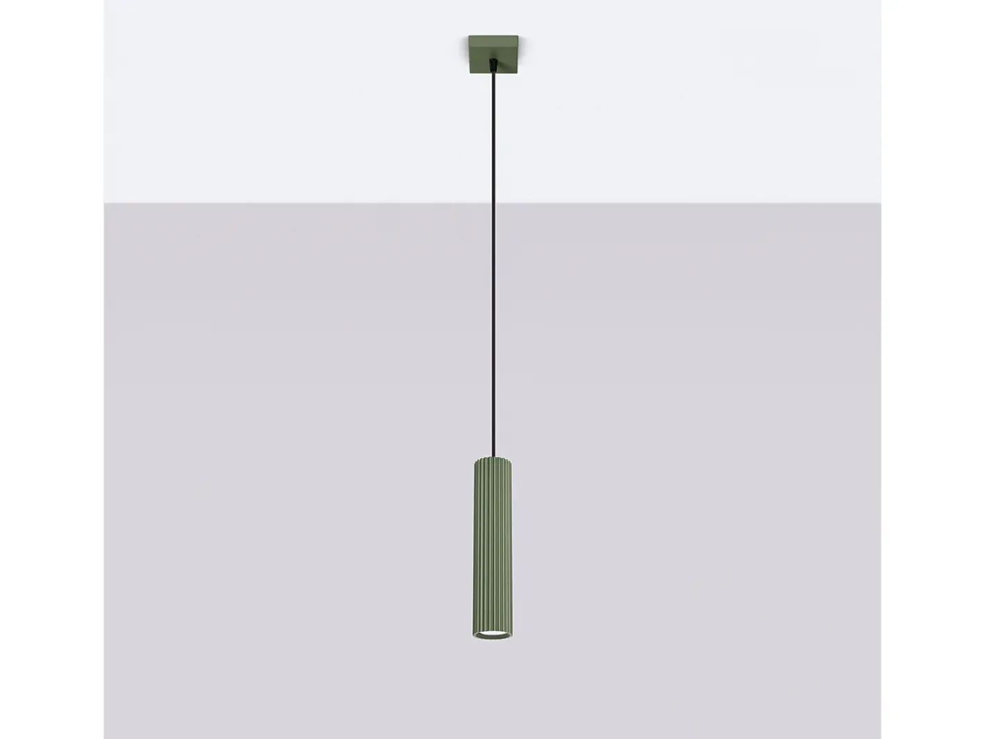 Sollux Lighting Lámpara Suspendida-Lámpara colgante Gloow minimalista de aluminio - 1 fuentes luminosas 3000K - L.8 x A.118 cm - oliva Verde