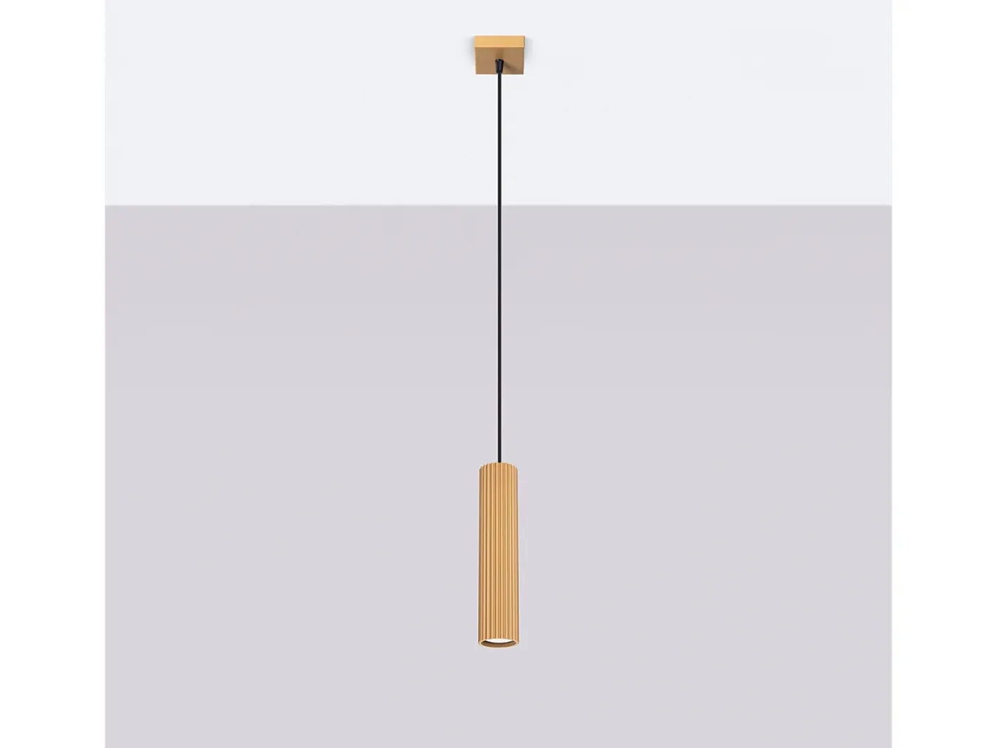 Sollux Lighting Lámpara Suspendida-Lámpara colgante Gloow minimalista de aluminio - 1 fuentes luminosas 3000K - L.8 x A.118 cm - Dorado