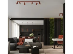 Sollux Lighting Lámpara Suspendida-Lámpara colgante Gloow minimalista de aluminio - 2 fuentes luminosas 4000K - L.30 x A.90 cm - ocre Rojo