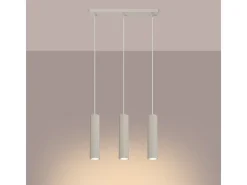 Sollux Lighting Lámpara colgante Gloow minimalista de aluminio - 3 fuentes luminosas 4000K - L.45 x A.98 cm - Beige New