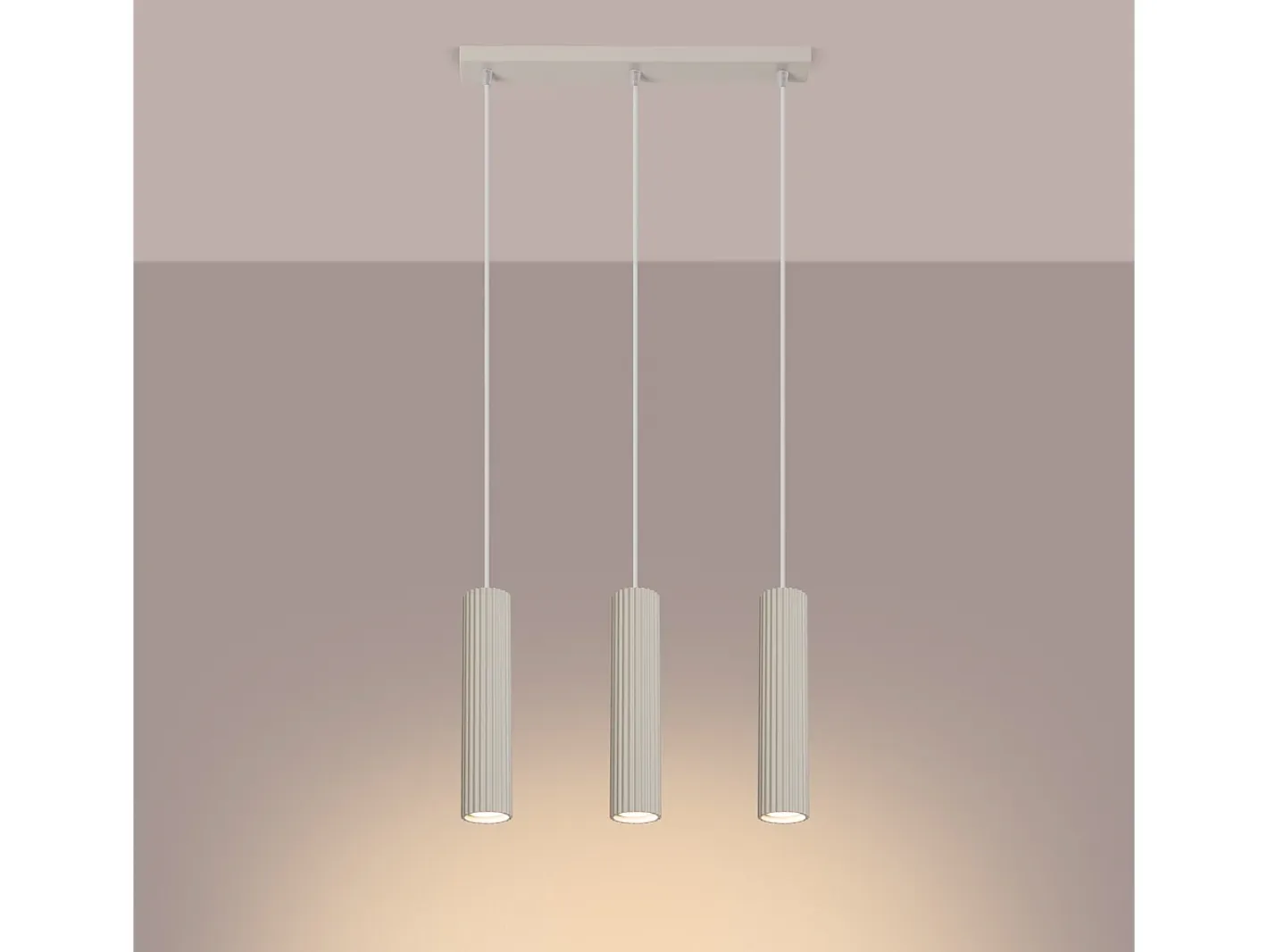 Sollux Lighting Lámpara colgante Gloow minimalista de aluminio - 3 fuentes luminosas 4000K - L.45 x A.98 cm - Beige New