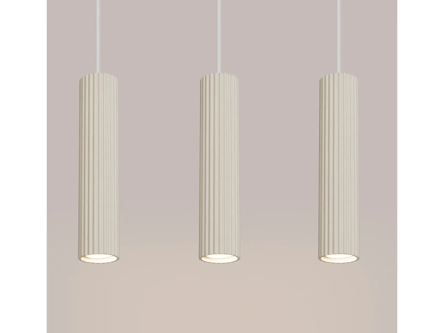 Sollux Lighting Lámpara colgante Gloow minimalista de aluminio - 3 fuentes luminosas 4000K - L.45 x A.98 cm - Beige New