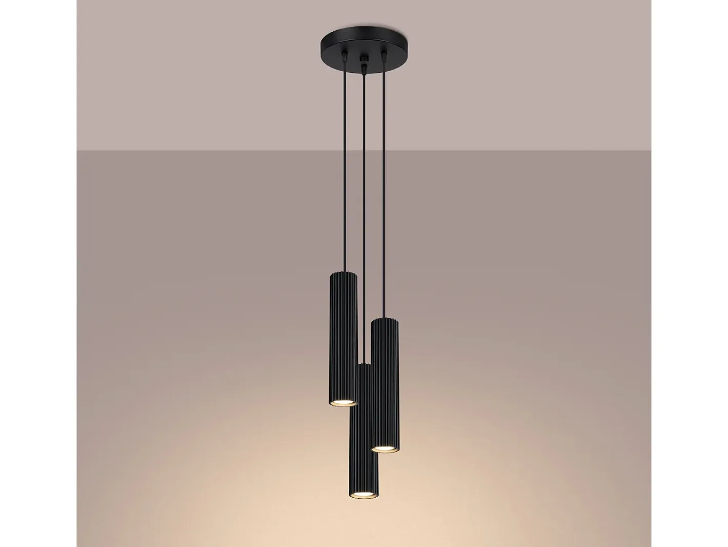Sollux Lighting Lámpara Suspendida-Lámpara colgante Gloow minimalista de aluminio - 3 fuentes luminosas 4000K - L.19,5 x A.108 cm - Negro