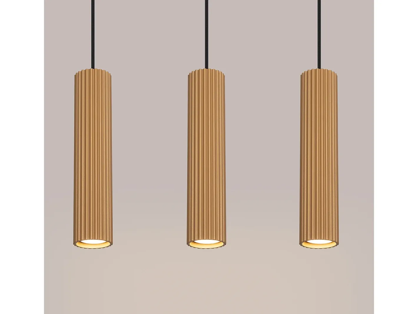 Hot Sollux Lighting Lámpara colgante Gloow minimalista de aluminio - 3 fuentes luminosas 3000K - L.45 x A.98 cm - Dorado