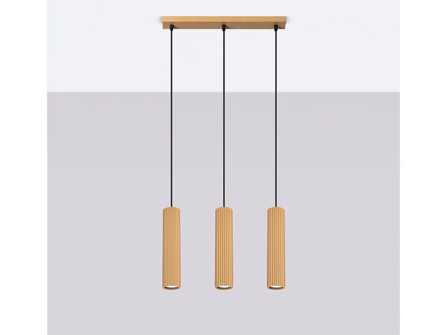Hot Sollux Lighting Lámpara colgante Gloow minimalista de aluminio - 3 fuentes luminosas 3000K - L.45 x A.98 cm - Dorado