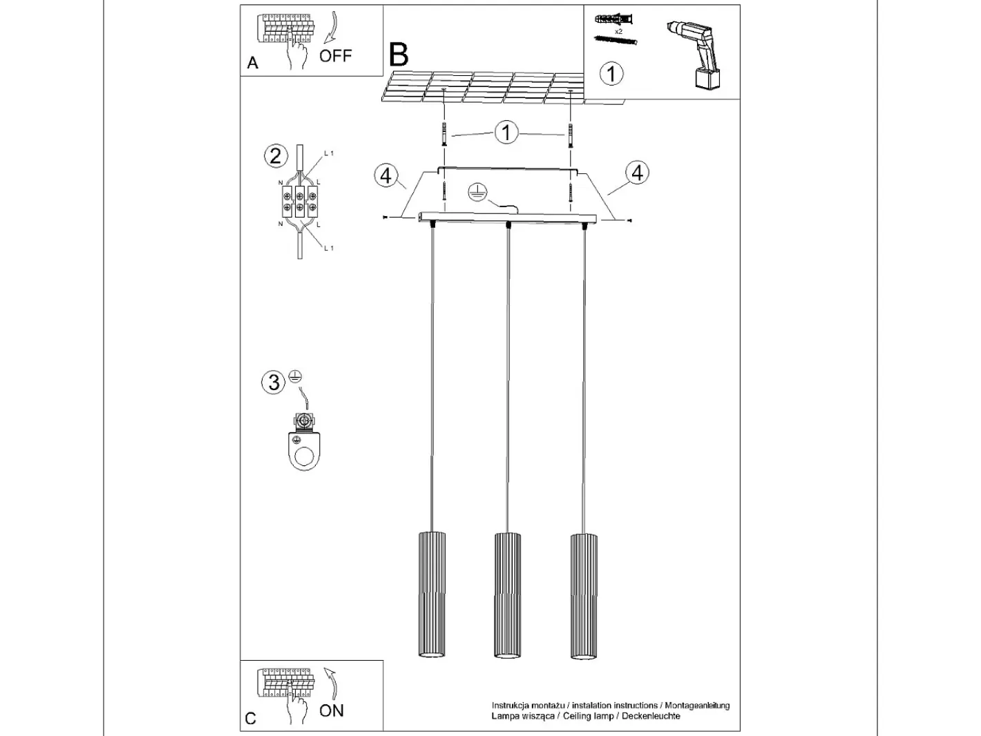 Hot Sollux Lighting Lámpara colgante Gloow minimalista de aluminio - 3 fuentes luminosas 3000K - L.45 x A.98 cm - Dorado