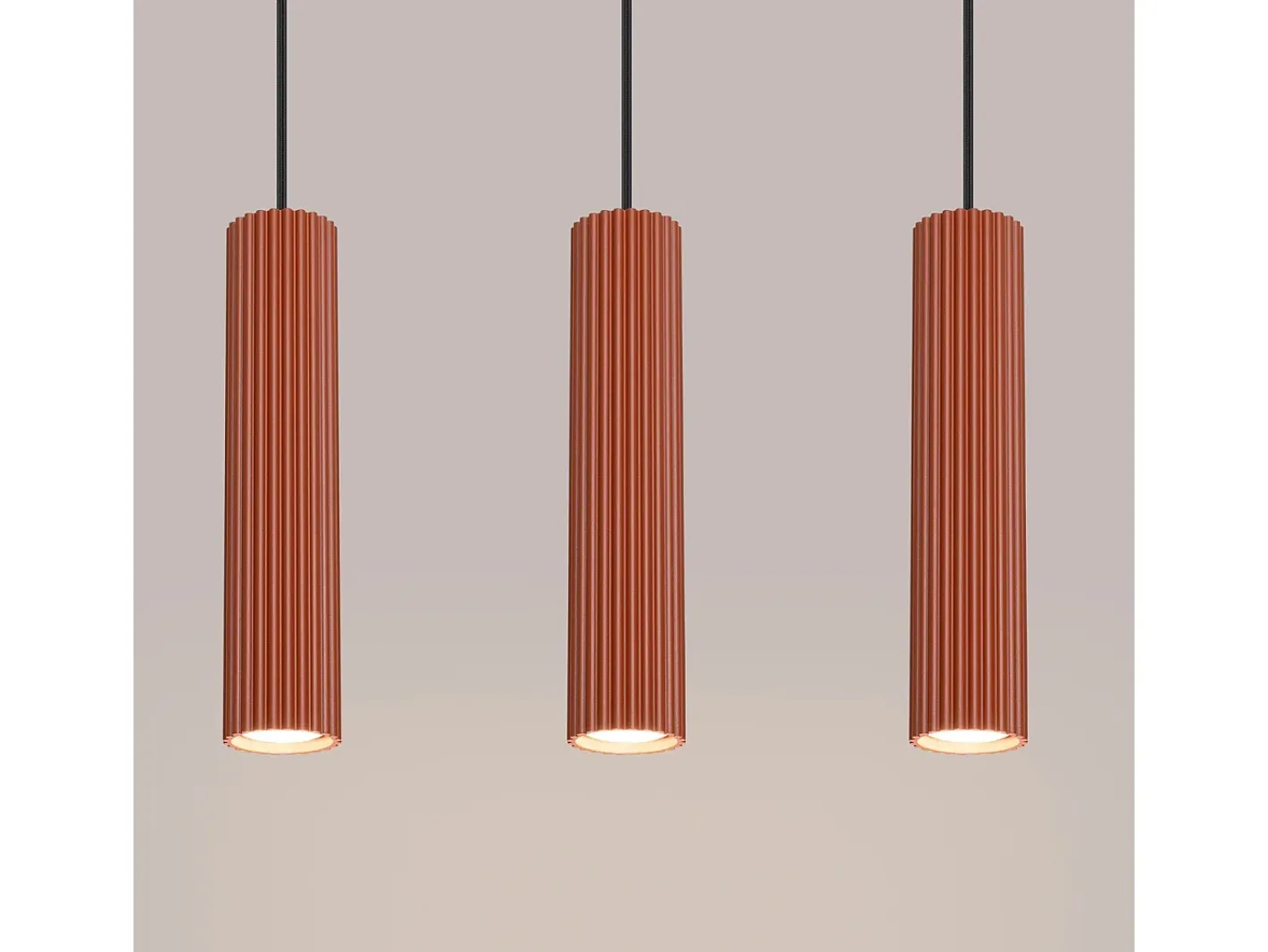 Best Sollux Lighting Lámpara colgante Gloow minimalista de aluminio - 3 fuentes luminosas 4000K - L.45 x A.98 cm - ocre Rojo