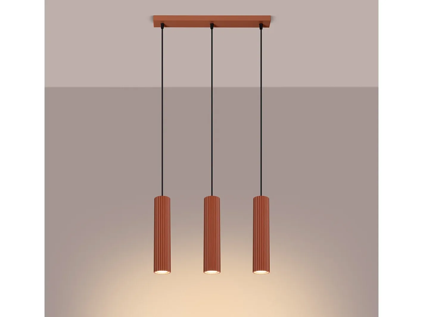 Best Sollux Lighting Lámpara colgante Gloow minimalista de aluminio - 3 fuentes luminosas 4000K - L.45 x A.98 cm - ocre Rojo