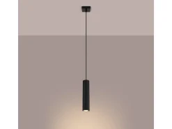 Sollux Lighting Lámpara Suspendida-Lámpara colgante Gloow minimalista de aluminio - 1 fuentes luminosas 4000K - L.8 x A.118 cm - Negro