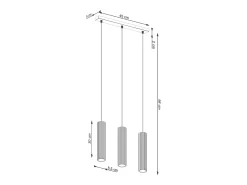 Best Sollux Lighting Lámpara colgante Gloow minimalista de aluminio - 3 fuentes luminosas 3000K - L.45 x A.98 cm - Negro