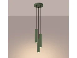 Sollux Lighting Lámpara colgante Gloow minimalista de aluminio - 3 fuentes luminosas 4000K - L.19,5 x A.108 cm - oliva Verde Discount